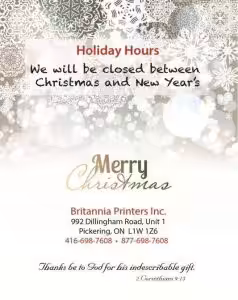 2016 christmas holiday hours